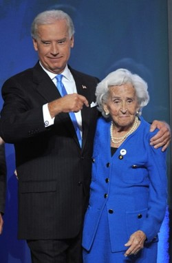 Vice Presidential Nominee Joe Biden and his mother Jean Biden at 2008 DNC Convention