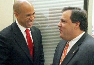 Newark Mayor Corey Booker and New Jersey Governor Chris Christie (credit: Aristide Economopoulos/The Star-Ledger)