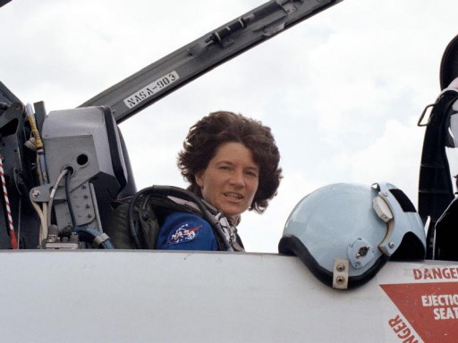 Three days before launch, Ride takes a last look at Houston before taking off in a T-38 jet, bound for NASA's Kennedy Space Center in Florida.  